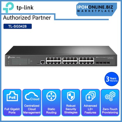 Tp-Link Omada TL-SG3428 JetStream 24-Port Gigabit L2+ Managed Switch with 4 SFP Slots